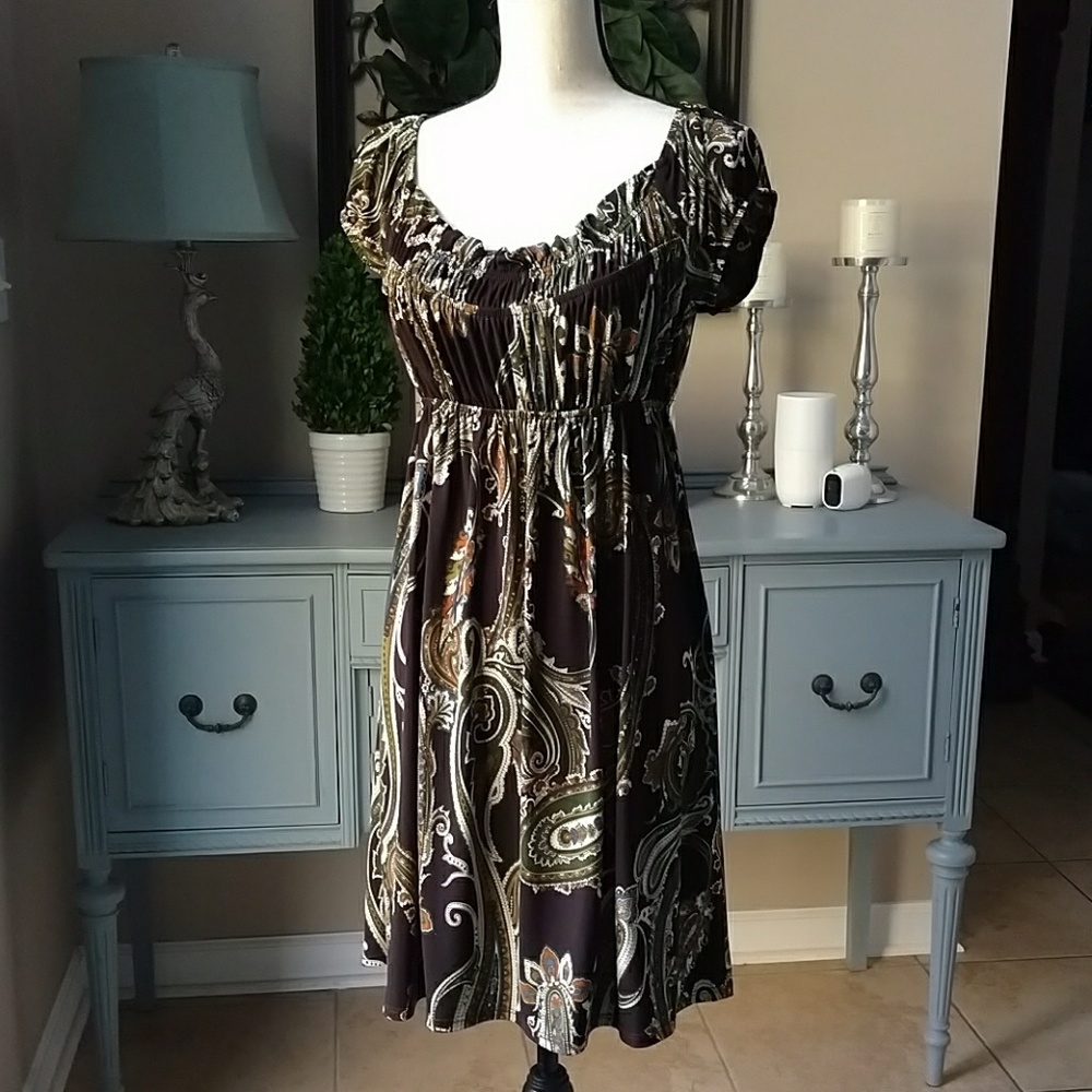 MSK Brown/Fall Paisley Dress